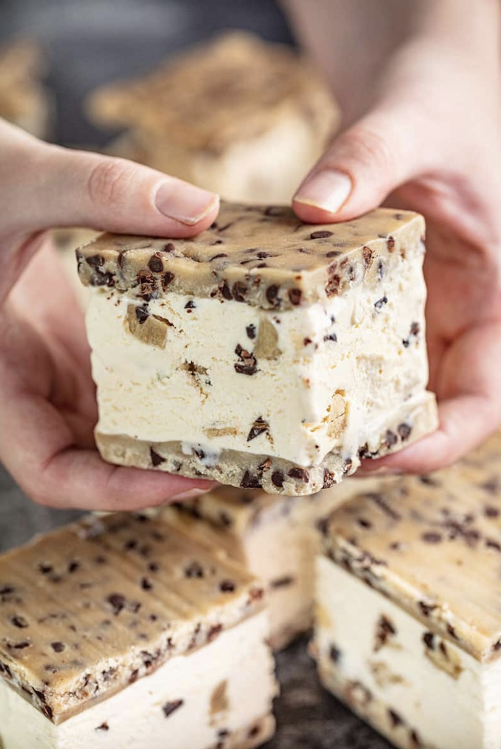 CHOCOLATE CHIP COOKIE DOUGH ICE CREAM SANDWICHES